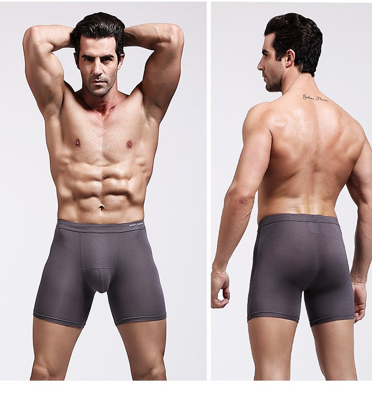 Men's Long Leg Boxer Briefs - Anti-Chafing, Breathable Modal Underwear, Quick-Dry Sports Compression Shorts for Running & Workou