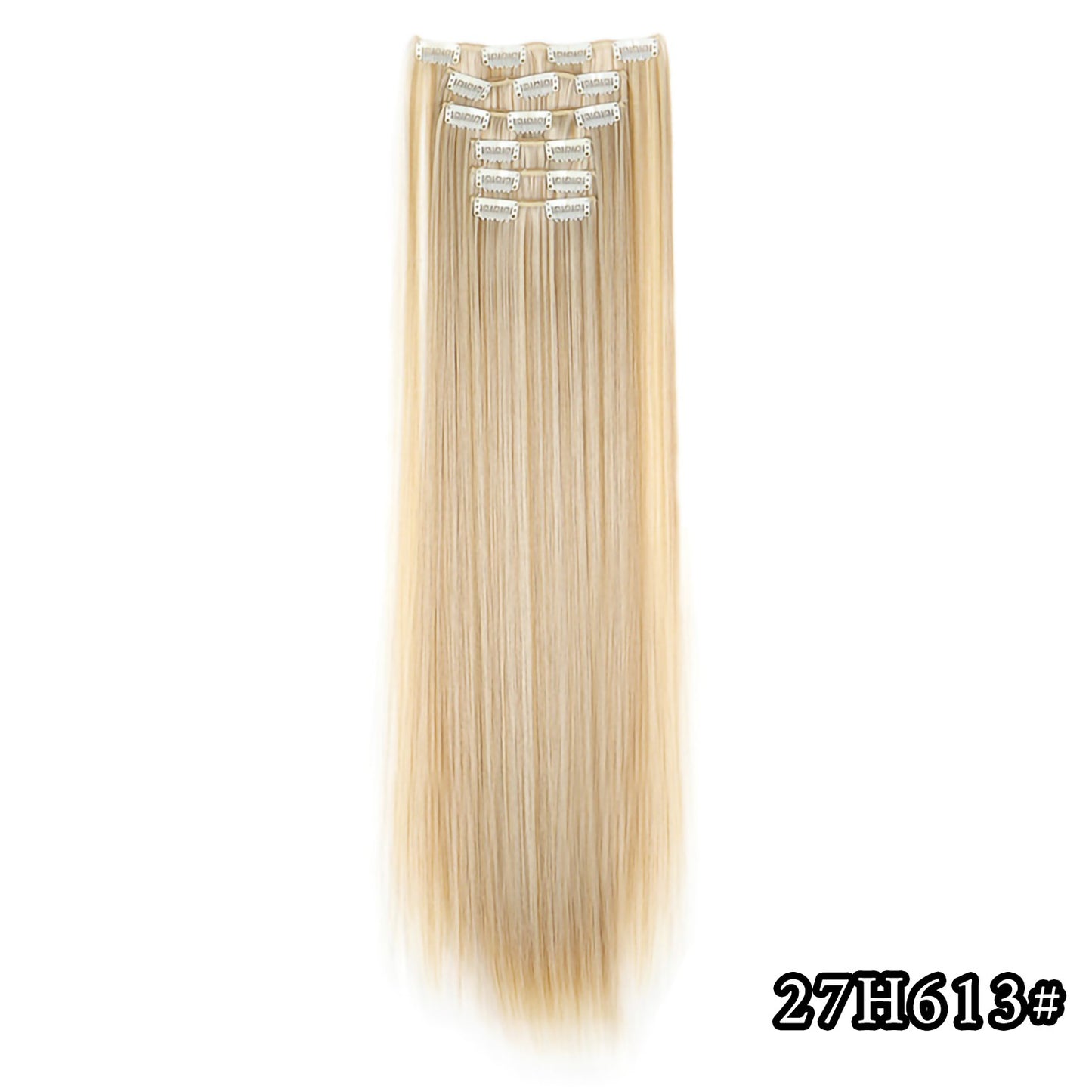 Apliques de Cabelo Natural de 24 Polegadas Cabelo Sintético para Mulheres Kit de Fios de Cabelo 16 Tic-Tacs em 6 Peças Apliques Mechas de Cabelo