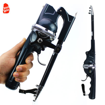 1 unidade de varas de pesca, vara de pesca dobrável, corpo único, carretel oculto com sua própria linha de pesca, vara de arremesso portátil de bolso, suprimentos para iscas