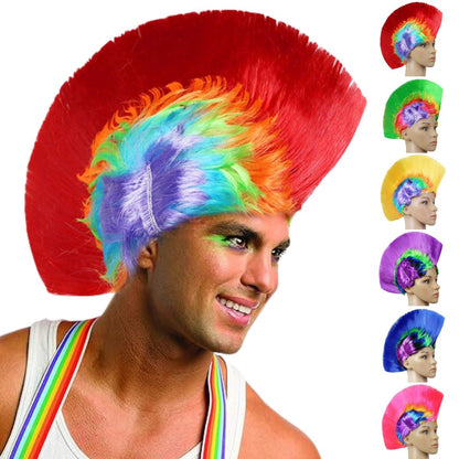 Peruca Sintética Resistente ao Calor Crista de Galo Cabeça Cosplay Chapéu de Festa Engraçado Colorido para o Dia da Mentira e Halloween