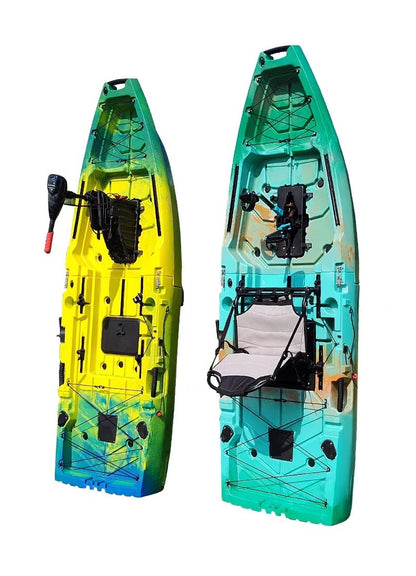 Caiaque Modular de 2 Lugares, Canoa HDPE Elétrica/a Pedal com Assentos de Alumínio, Barco de Pesca Portátil para Recreação em Lagos e no Mar