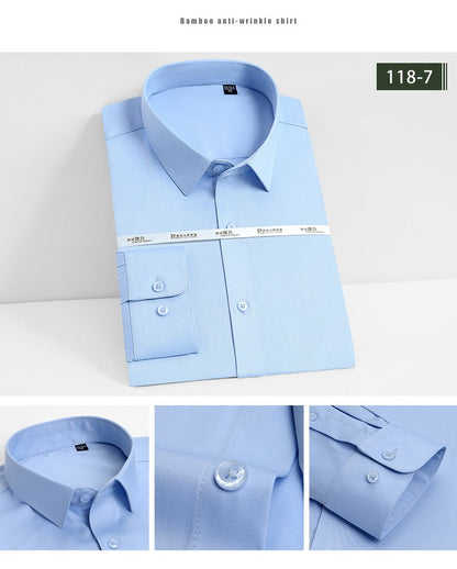 Men's white shirt long sleeved wedding business non ironing formal wear professional workwear casual wrinkle resistant shirt