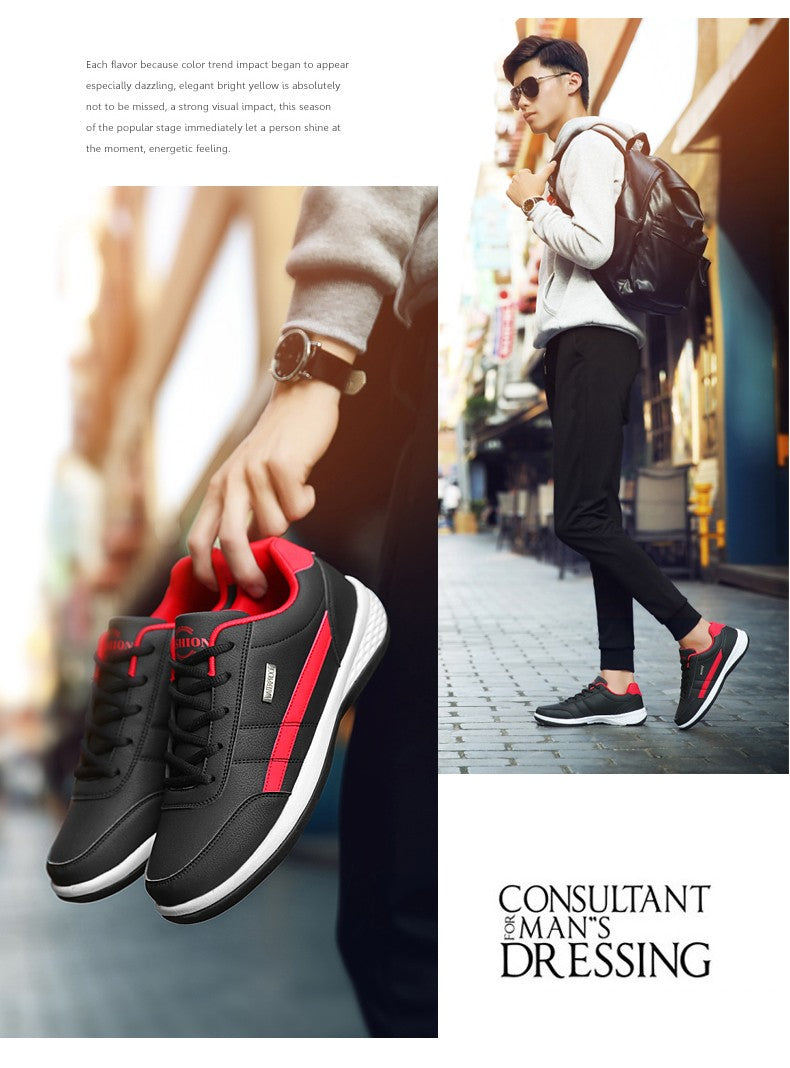Sapatos masculinos de couro tênis tendência casual italiano respirável lazer masculino tênis calçados antiderrapantes sapatos vulcanizados masculinos