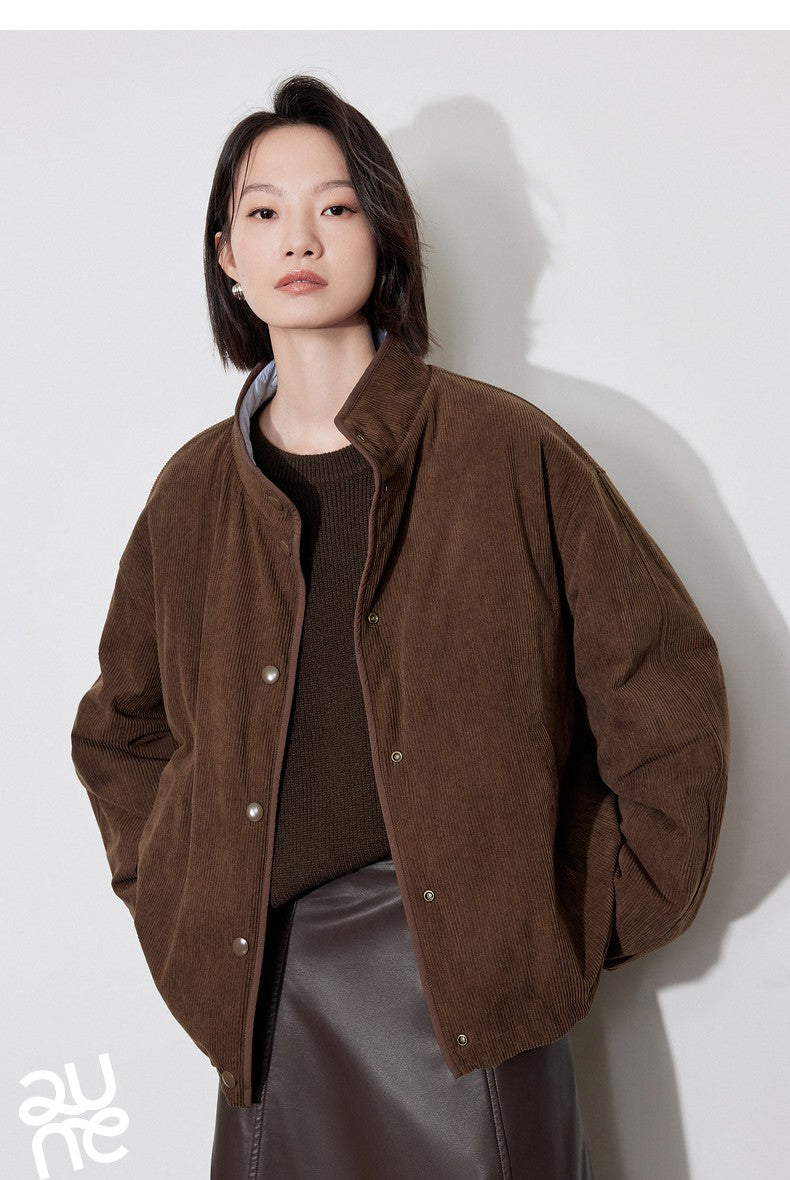 TOYOUTH Women Thick Cotton Coat 2024 Winter Long Sleeve Lapel Collar Contrasting Color Splicing Elegant Outwear Jacket Coat
