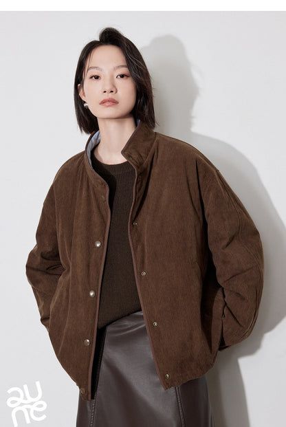 TOYOUTH Women Thick Cotton Coat 2024 Winter Long Sleeve Lapel Collar Contrasting Color Splicing Elegant Outwear Jacket Coat