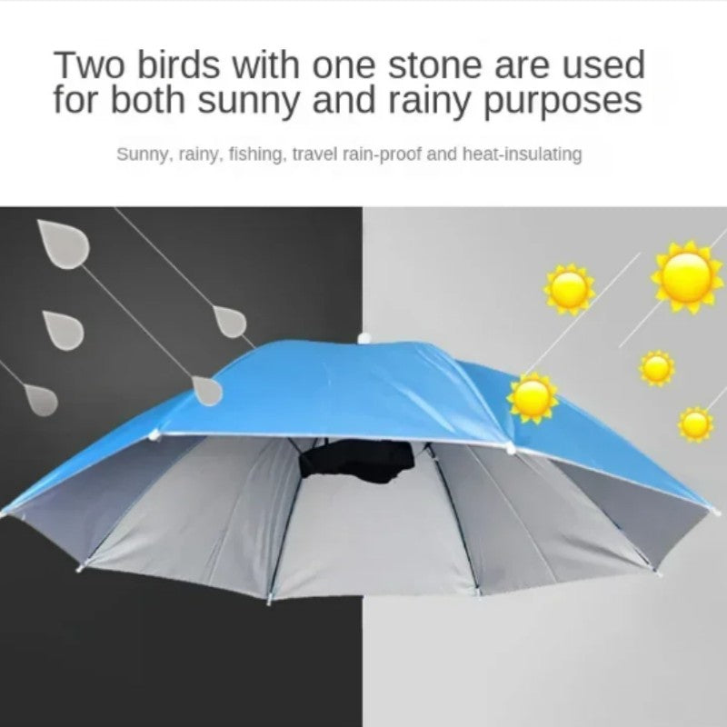 Head Wearing Foldable Umbrella Hat For Sun Protection Rain Protection Fishing Outdoor Sports Cycling Sun Protection Umbrella Hat