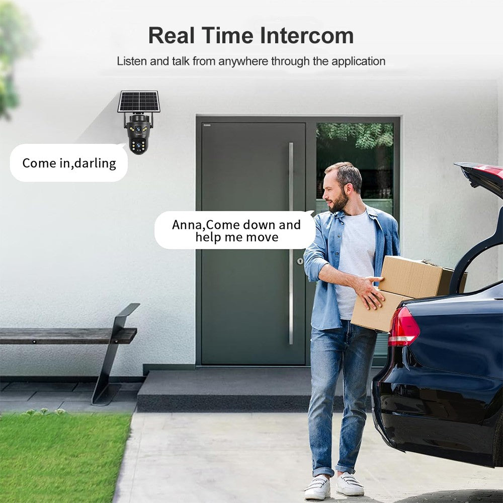 LS VISION 4G /WIFI Outdoor Solar Camera 8MP Dual Lens PIR Sim Card built in Night Vision Waterproof Security Camara Battery CCTV