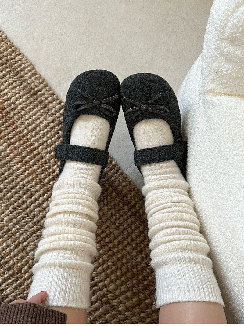 Autumn Woolen Fabric Women Flats Shoes Fashion Shoes Ladies Comfort Outdoor Warm Cotton Fur Shoes