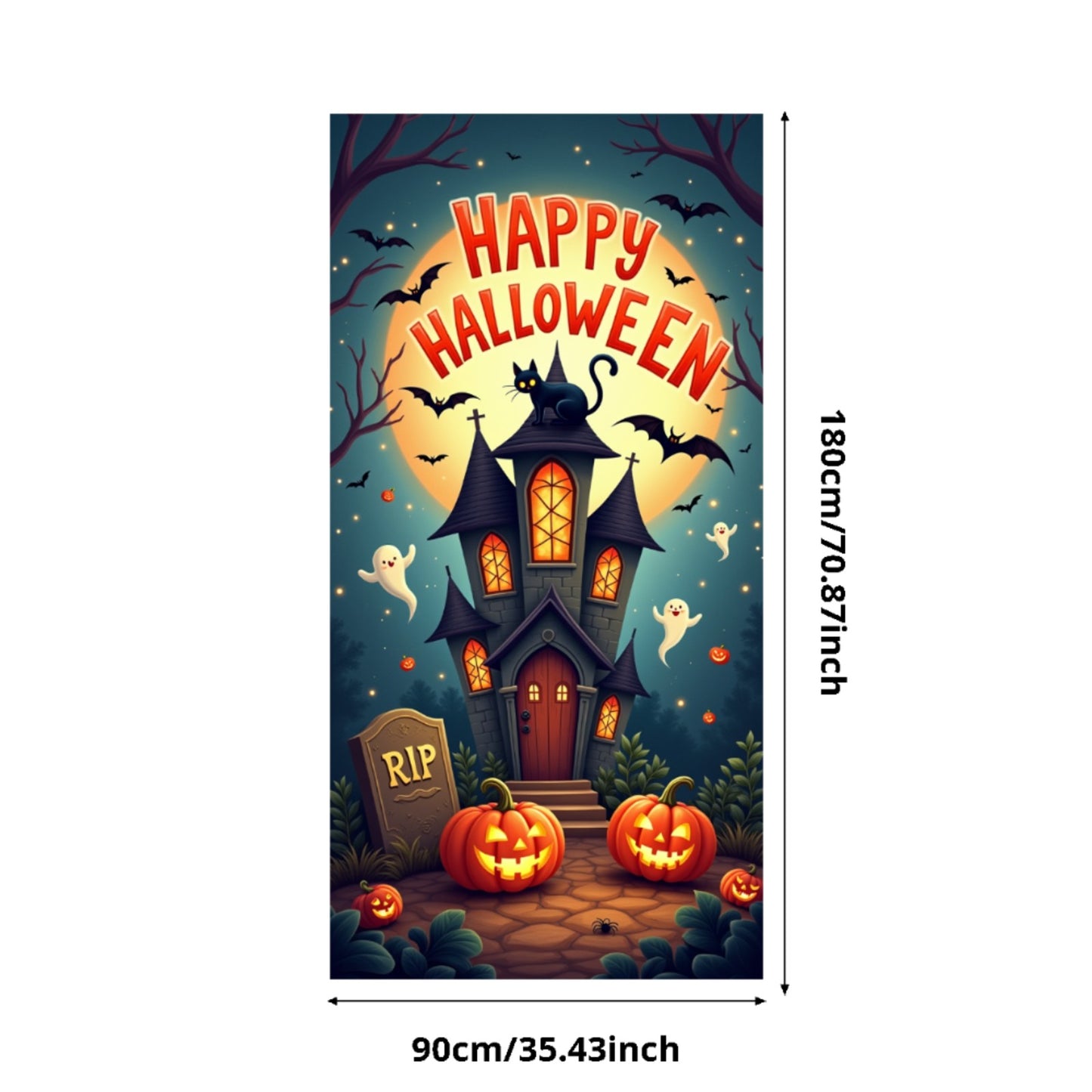 Happy Halloween Celebration Party Decoration Horror Skeleton Spooky Banner For Haunted House Door Cover Home Halloween Lining