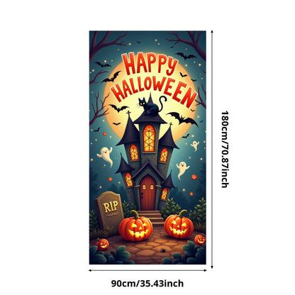 Happy Halloween Celebration Party Decoration Horror Skeleton Spooky Banner For Haunted House Door Cover Home Halloween Lining
