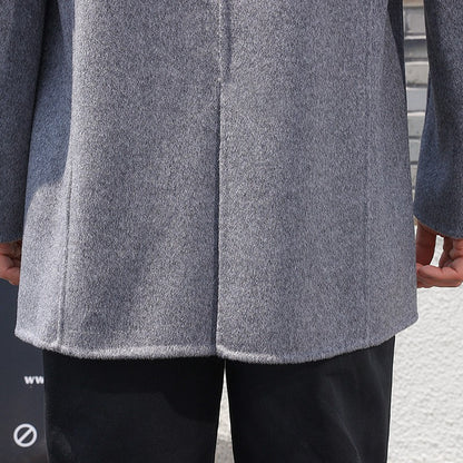 100% Wool Hand-Sewn Men's Coat Long Overcoats Boy Buttons Cardigan Long-style Woolen Coats Overcoat 2024 New