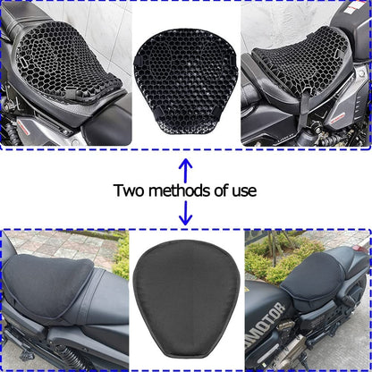 Almofada de assento de motocicleta com absorção de choque, descompressão em gel colmeia 3D, almofada de assento de motocicleta universal confortável