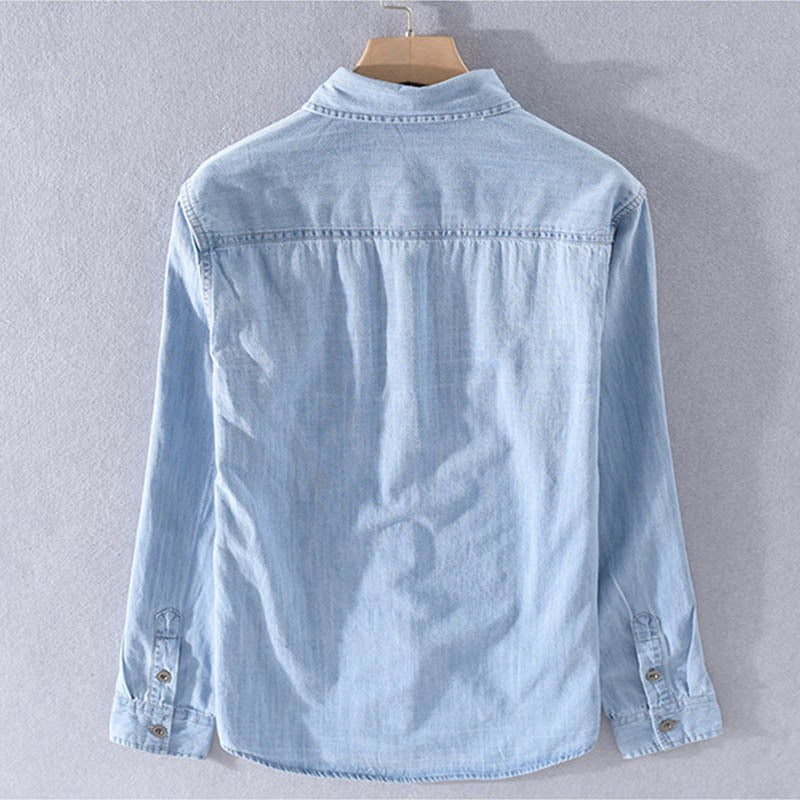Denim shirt men's thin spring long sleeved inch clothes men's casual men's outerwear