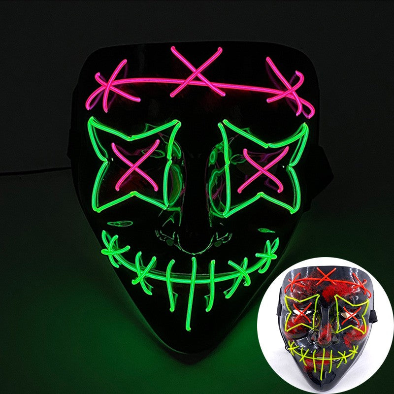 Scary Wireless Glowing LED Mask Halloween Party Supplies Neon Purge Mask Cosplay Luminous Face Masks Carnival Festival Props