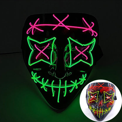 Scary Wireless Glowing LED Mask Halloween Party Supplies Neon Purge Mask Cosplay Luminous Face Masks Carnival Festival Props