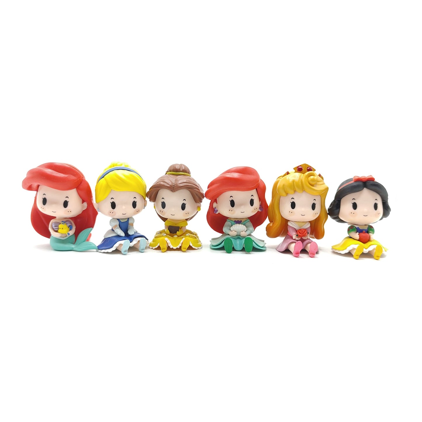 6 Peças / Conjunto Boneca Princesa Desenho Animado em Vinil Versão Fofa Bonecos de Ação Coleção de Brinquedos Modelo de Enfeite