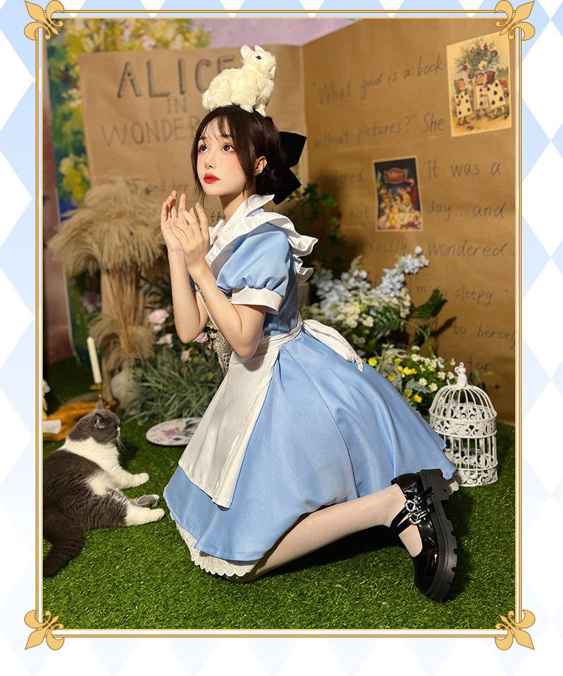 Lolita Dress Maid Apron Fantasia Halloween Carnival Party Costume for Women Masquerade Party Alice In Wonderland Cosplay Costume
