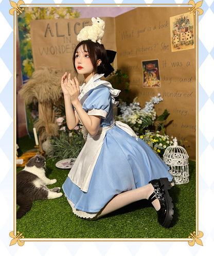 Lolita Dress Maid Apron Fantasia Halloween Carnival Party Costume for Women Masquerade Party Alice In Wonderland Cosplay Costume