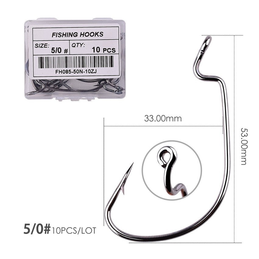 10 pçs/caixa Anzol Offset 8# - 5/0# anzol crank para isca soft worm anzol crankbait pesca acessórios pesca anzóis