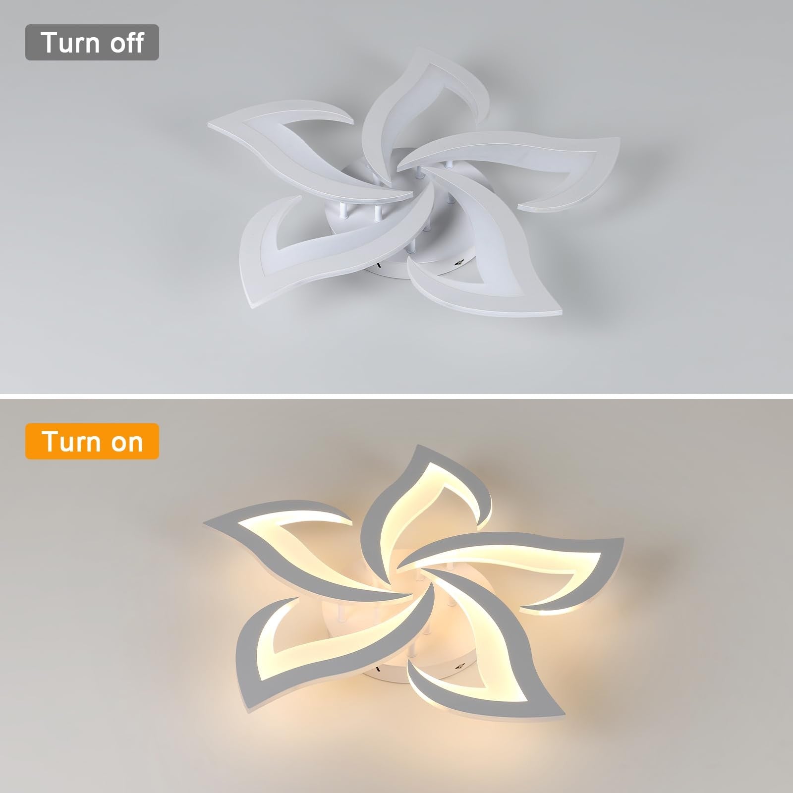 Flower Shape LED Ceiling Light, Dimmable 3000K-6500K APP for Living Room Bedroom Kitchen Modern Acrylic Chandelier Energy Saving