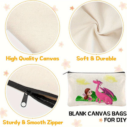 Kit de 12 Peças de Sacolas e Bolsas com Zíper para Sublimação – 6 Sacolas Reutilizáveis de Compras e 6 Necessaires para Artesanato DIY com Transferência de Calor