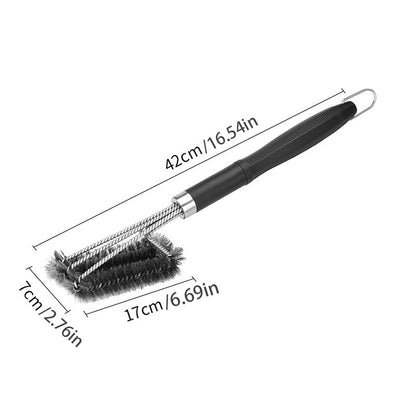 Durable Stainless Steel Grill Brush with Scraper Spring Head - No-Shed Wire BBQ Cleaning Brush for Outdoor Barbecue
