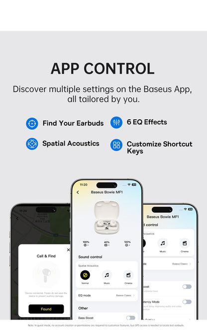 Baseus Bowie MF1/Eli 15i Fit Open-Ear Sport Wireless Earphones Bluetooth 5.4 EarHooks Big Bass Sport Earbuds 60Hrs Playtime