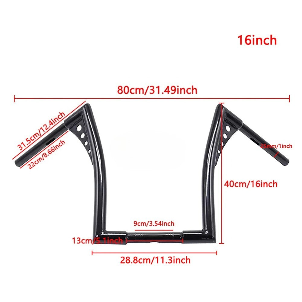 Guidões de motocicleta Glide de 10/12/14/16 polegadas para Harley 883 883n 883XL 1200 Hardman Soft Tail HONDA Iron Horse