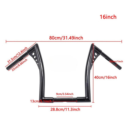 Guidões de motocicleta Glide de 10/12/14/16 polegadas para Harley 883 883n 883XL 1200 Hardman Soft Tail HONDA Iron Horse