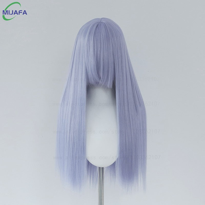 Peruca de Cosplay Longa e Lisa de Altíssima Qualidade, 400g, 48 Cores, 60cm, com Franja, Resistente ao Calor, Perucas Anime + Touca de Peruca