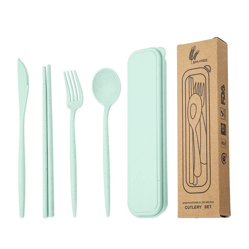 Portable tableware set, knife, fork, spoon, chopsticks, student and office worker tableware four-piece set gift
