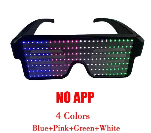 App Control Bluetooth Led Party Glasses Customized Languages USB Charge Flashing  Luminous Eyewear Christmas Concert Sunglasses