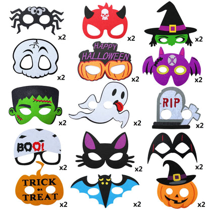 15/30pcs Felt Halloween Mask NO DIY Felt Mask Craft Kit Halloween Cat Witch Pumpkin Vampire Ghost Costume Accessories for Party
