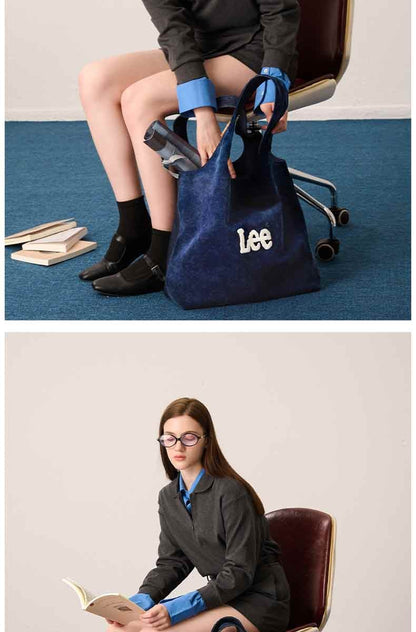 LEE Large Size Canvas Corduroy Women Travel Tote Bag Classic Simple Style Lady Daily Handbag Big Shopping Bags Back To School