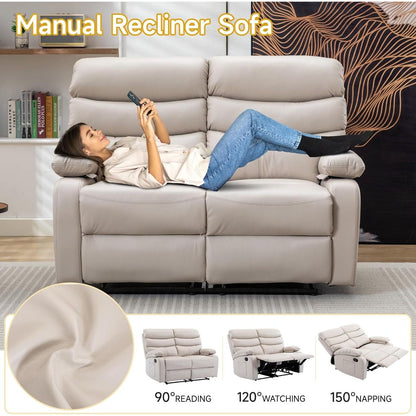 Reclining Loveseat, Leather Double Recliner Sofa with Side Pocket, Wall Hugger Loveseat Recliner for Living Room,