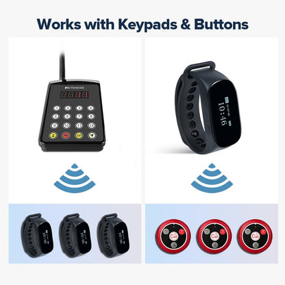 RETEKESS Restaurant Pager Wireless Waiter Calling System TD112 Waterproof Watch Pager Receiver T117 Call Buttons for Cafe Bar