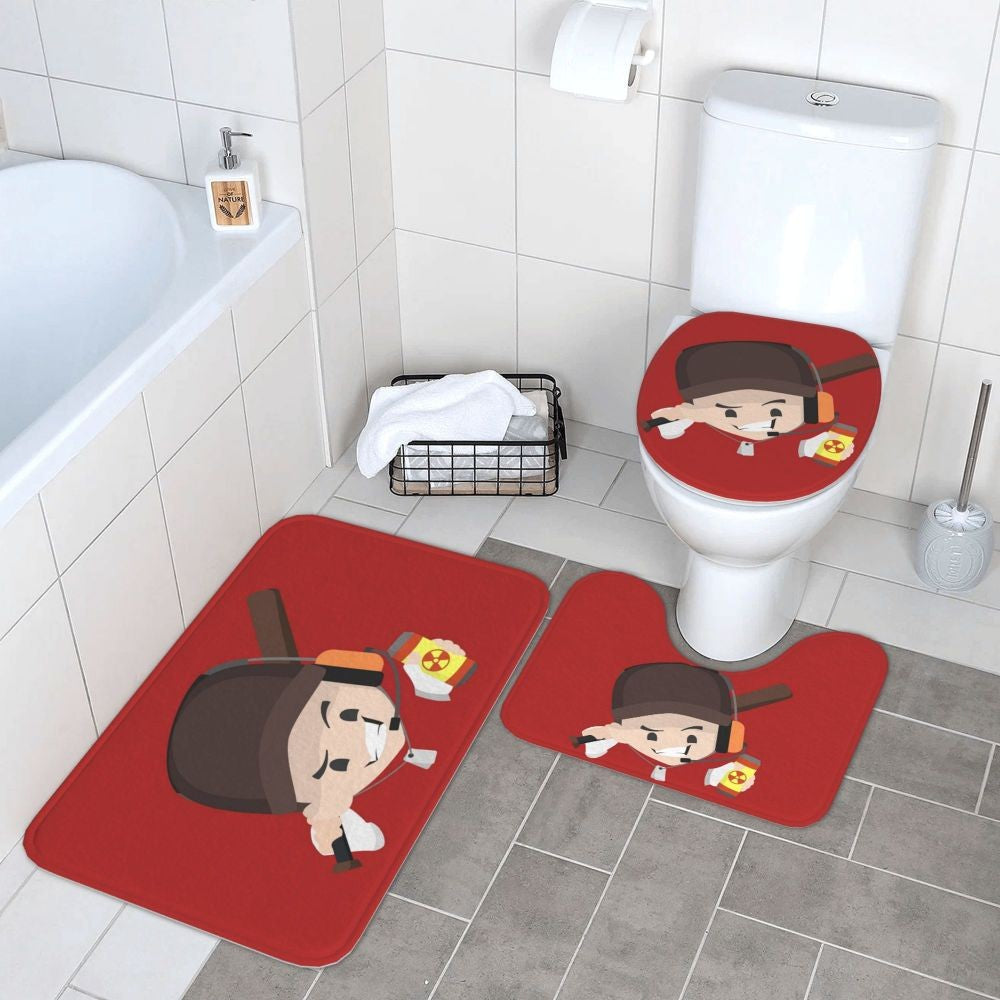 Team Fortress 2 TF2 3 Pcs Bath Mat Bathroom Set Toilet Lid Cover Home Decor Non-Slip Carpet Floor Rug