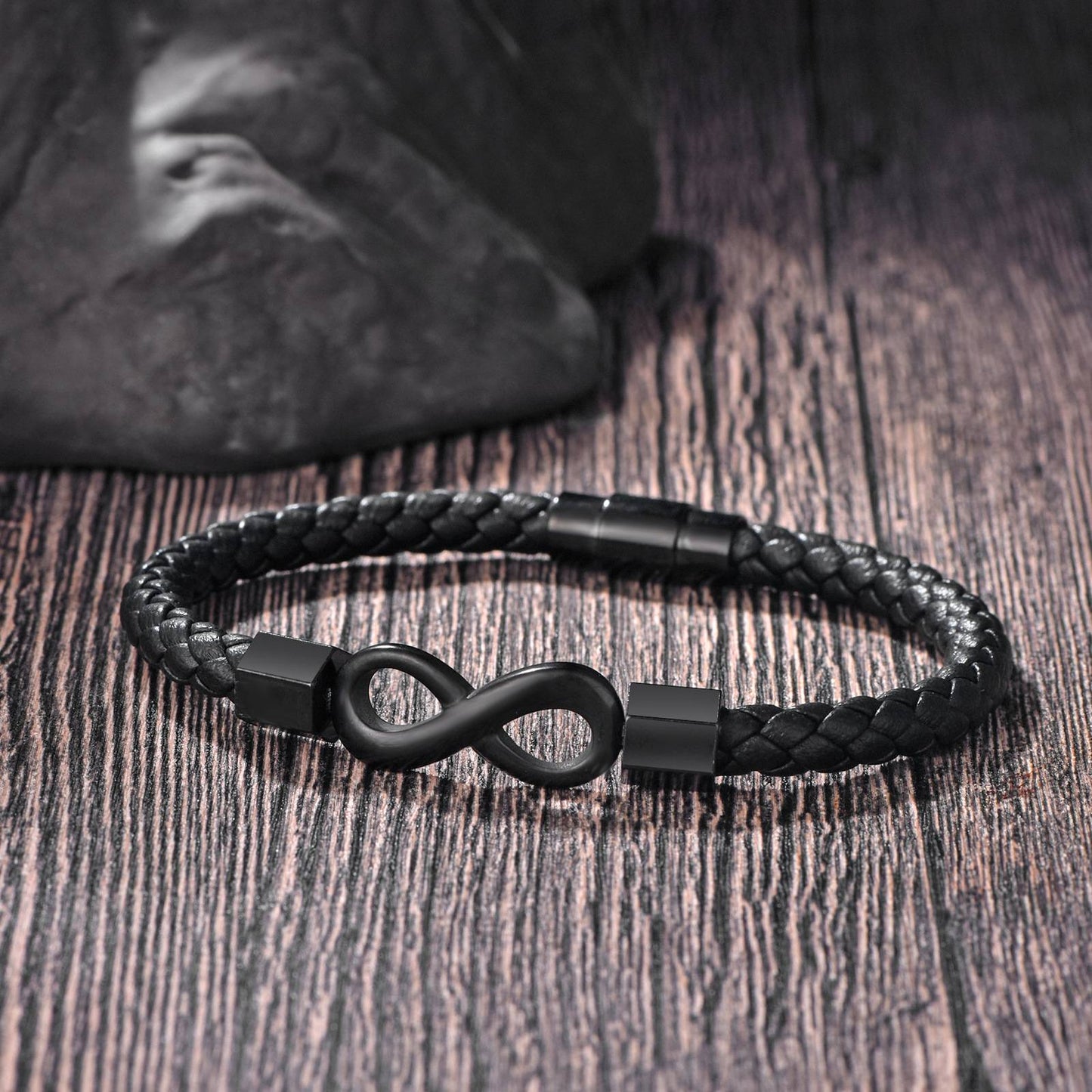 Pulseira de Aço Inoxidável Clássica de Couro Masculina, Corrente, Acessórios de Joias Elegantes para Pai e Namorado