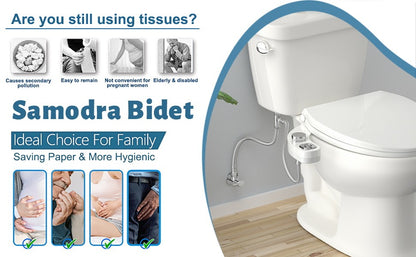SAMODRA Button Bidet - Non-ElectricSelf  Cleaning Dual Nozzle (Frontal and Rear Wash) Fresh Water Bidet Toilet Seat Attachment