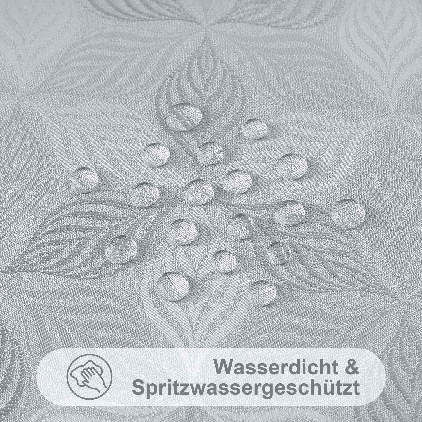 Olanly Rectangle Table Cloth For Home Jacquard Dyeing Tablecloth For Banquet Party Leaf Flower Diagram Polyester Tablecloth Grey