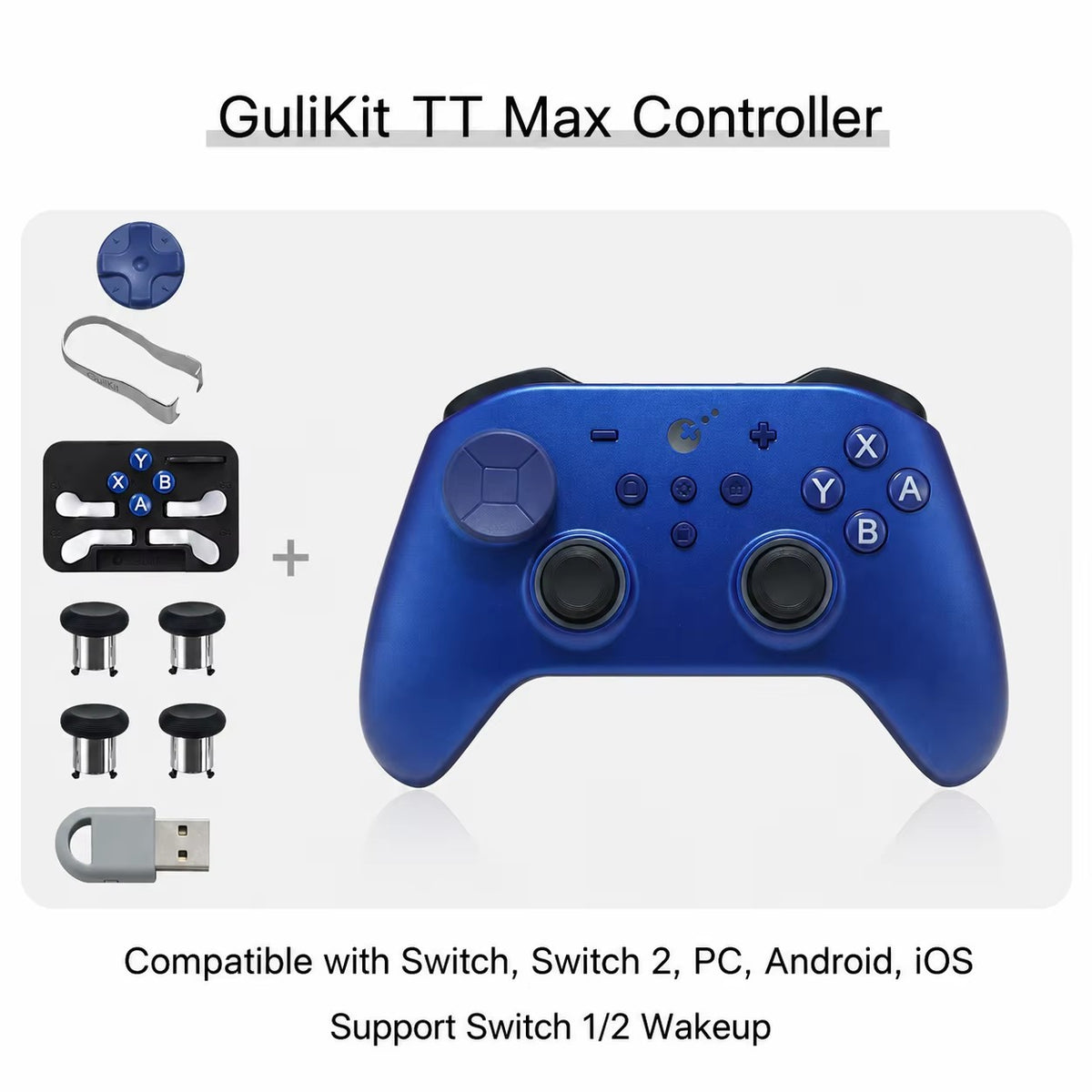 GuliKit TT Max Wireless Controller for Nintendo Switch 1/2 with Tension Adjustable TMR Joysticks for Windows Android iOS