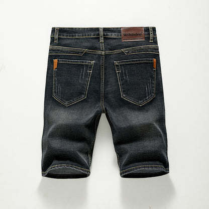 Summer Shorts Jeans Men Denim Pants Stretch Dark Blue Fashion Design Men's Jeans Slim Straight Male Short Jeans Hombre