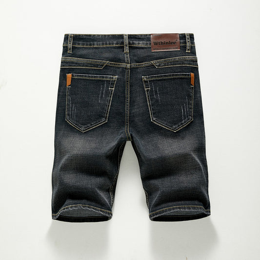 Summer Shorts Jeans Men Denim Pants Stretch Dark Blue Fashion Design Men's Jeans Slim Straight Male Short Jeans Hombre
