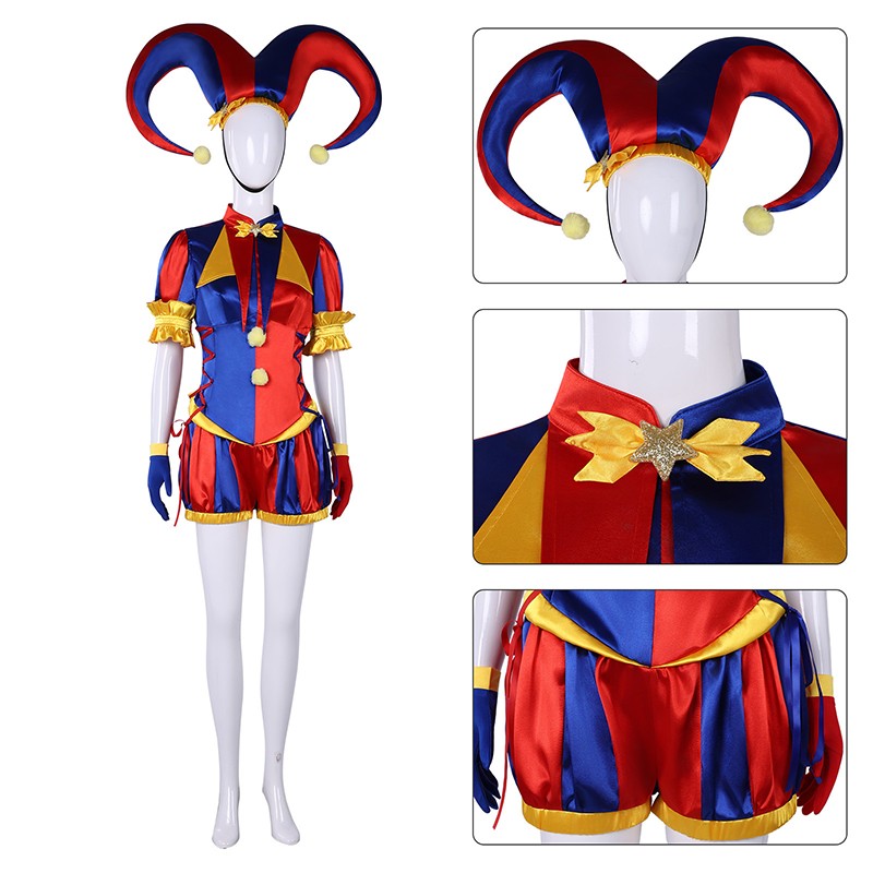 The Amazing Digital Circus Pomni Cosplay Costume Women Men Girls Boys Clown Costume Suit Halloween Party Role Playing Outfits