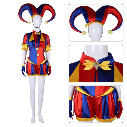The Amazing Digital Circus Pomni Cosplay Costume Women Men Girls Boys Clown Costume Suit Halloween Party Role Playing Outfits