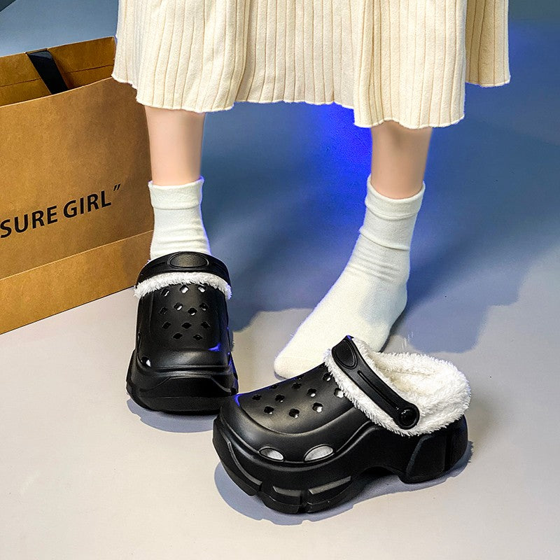 New Women's Winter Platform Sandals Slippers Shoes Outdoor Thick Sole Shoes Lightweight Breathable Women Fur Flats slippers