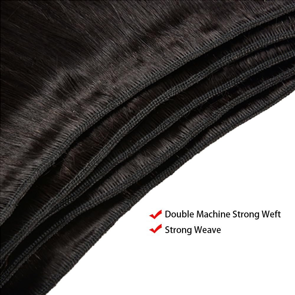 Cabelo Humano Liso de 12-32 Polegadas, 100% Não Processado, Tecer Brasileiro, 3 Pacotes, Extensões de Cabelo Preto Sedoso, Cabelo Cru, Rápido de Tecer