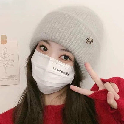 Chapéu de Inverno Feminino Outono Inverno, Gorro de Malha Grosso Versátil, Chapéu de Inverno Quente à Prova de Vento de Cor Sólida para Mulheres, Boné Casual para Atividades ao Ar Livre