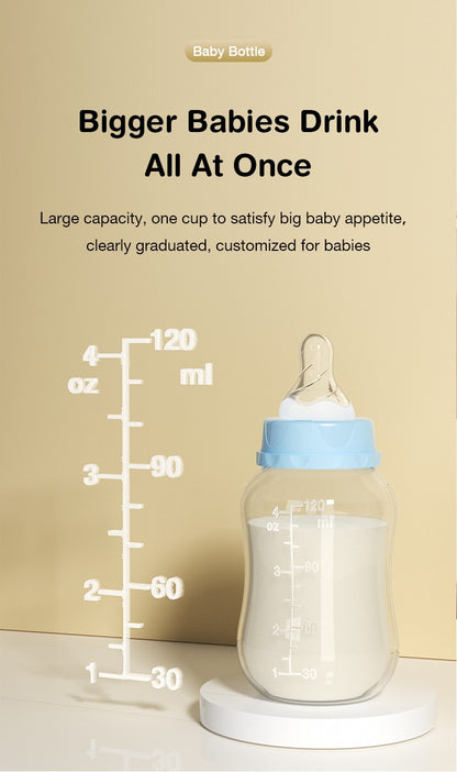 150/240ml Baby PP Bottle Wide Mouth Newborn Baby Bottle Drop-Resistant Baby Milk Bottle Newborn Cartoon Pattern Cup BPA Free