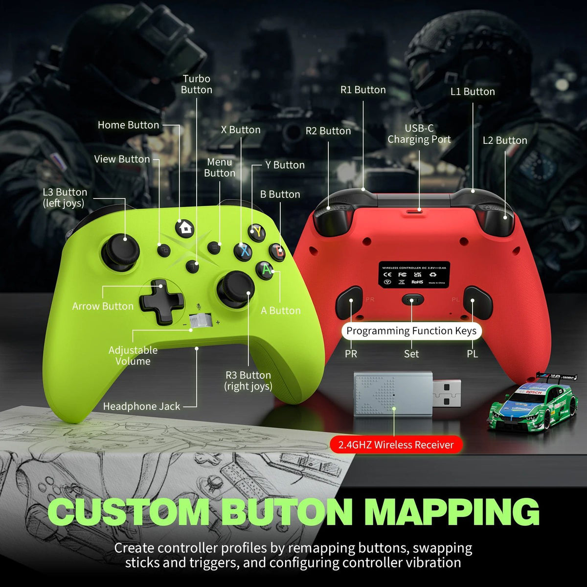 Wireless Gamepad For Xbox One/Xbox Series X/S/ Xbox Controller With Six-Axis Gyro Turbo Function Game Consoles Joystick